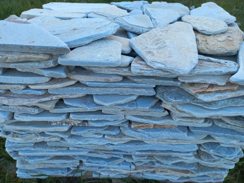 Плитняк златолит зелёный галтованный для цоколя купить в Дрезне